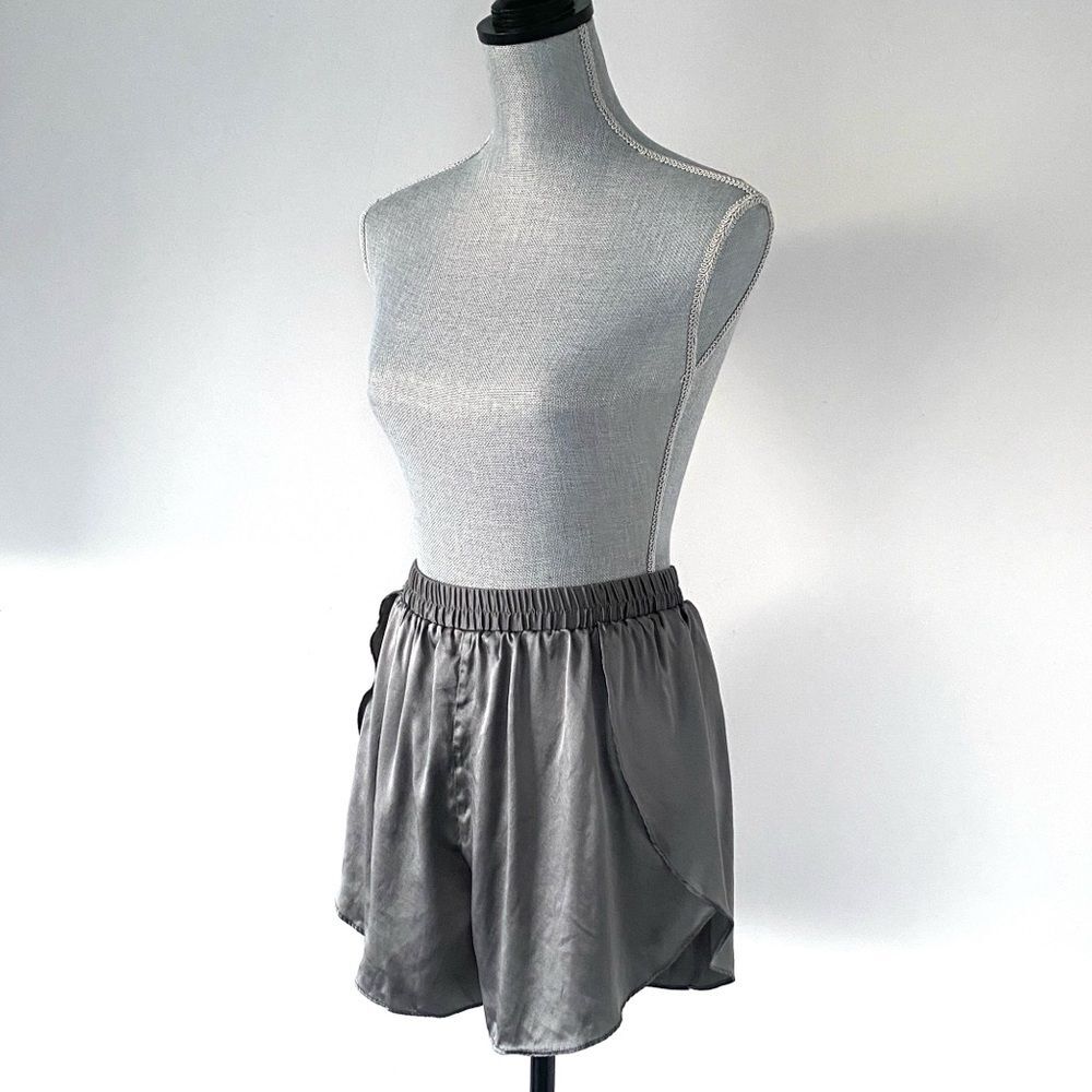 Silksilky Elegant Silver Gray Satin Shorts Casual Chic Luxurious Lightweight
